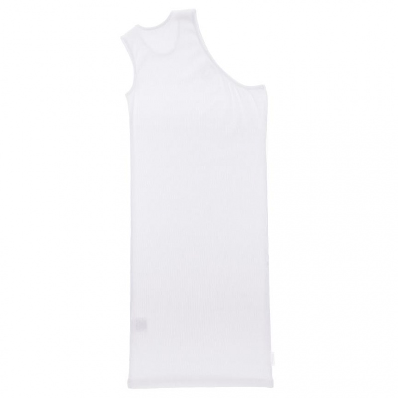 Telfar Rib Knits Half Tunic Tanks White | CAEX3248