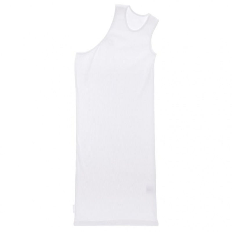 Telfar Rib Knits Half Tunic Tanks White | CAEX3248