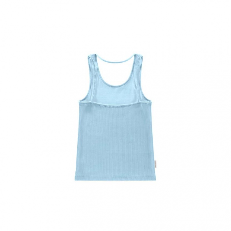 Telfar Rib Knits Halter Tanks Blue | CAHK3191