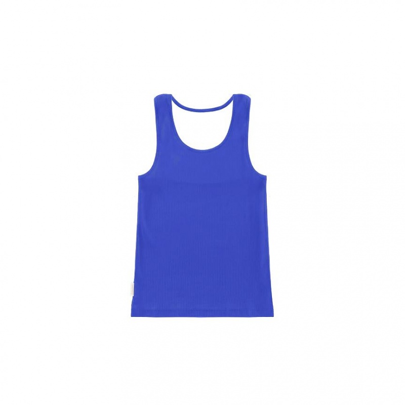 Telfar Rib Knits Halter Tanks Blue | CASO3195