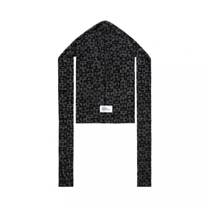 Telfar Scarf Monogram Print Durag Scarf Black / Grey | CAPQ3566