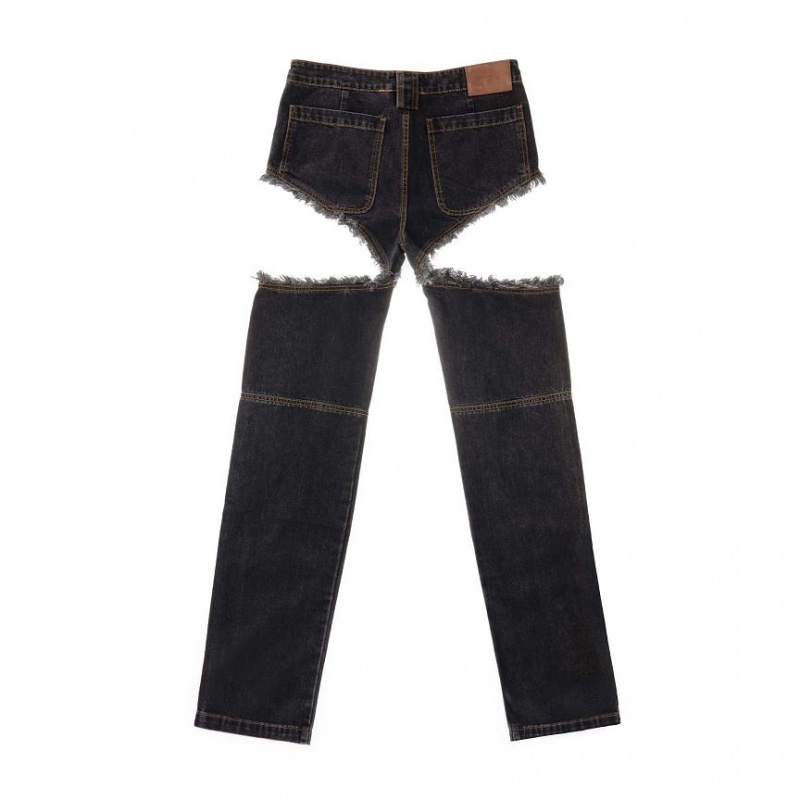 Telfar Thigh-Hole Denim Jeans Black | CARW3416