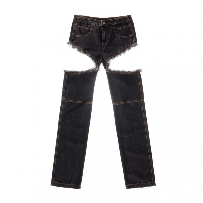 Telfar Thigh-Hole Denim Jeans Black | CARW3416