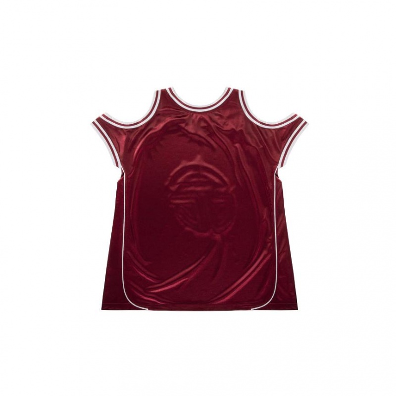 Telfar Triple Jersey T Shirts Burgundy | CAVD3299