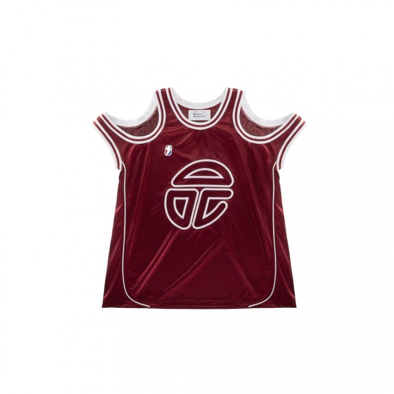 Telfar Triple Jersey T Shirts Burgundy | CAVD3299