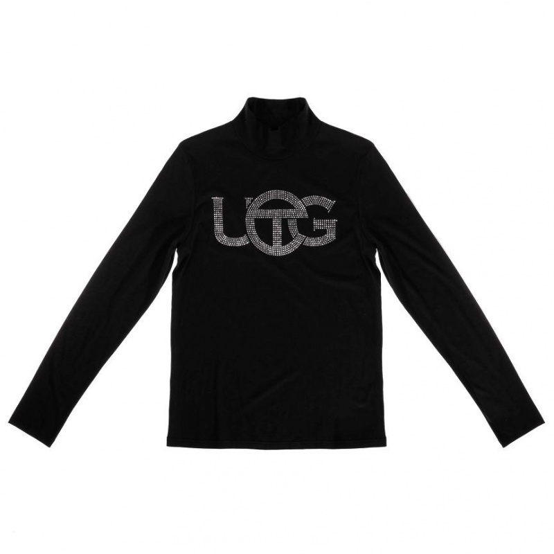 Telfar x UGG Crystal Logo Mockneck T Shirts Black | CAIS3288