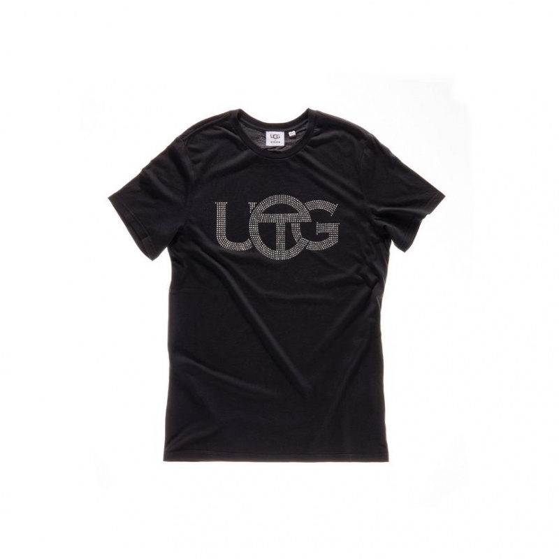 Telfar x UGG Crystal Logo T Shirts Black | CAUT3289